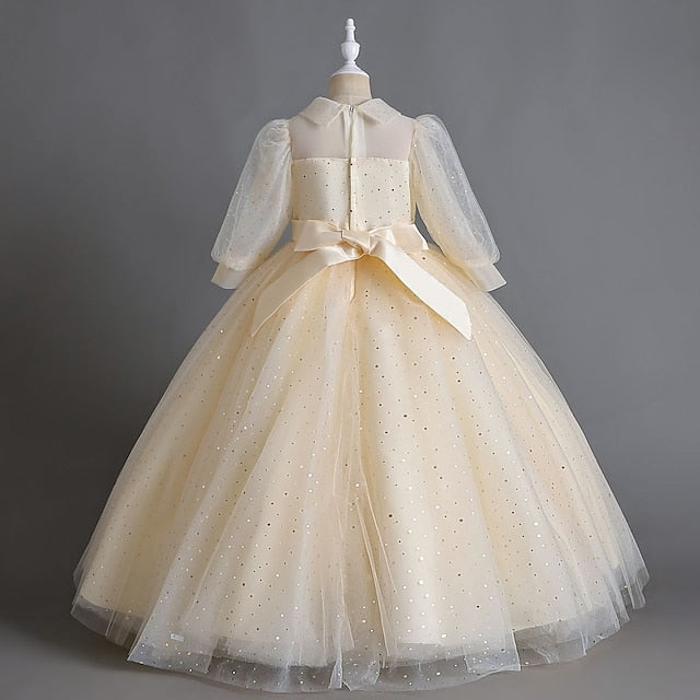 Half Girls' Color Flower Girl Solid Dress Party Kids FashionChic