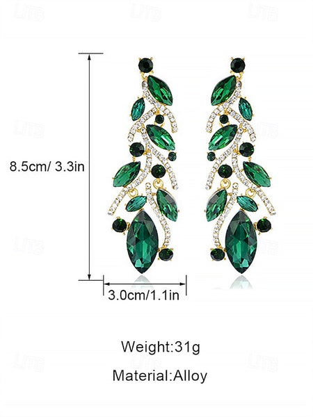 Leaf Earrings Crystal Women's Gold Design Elegant - FashionChic