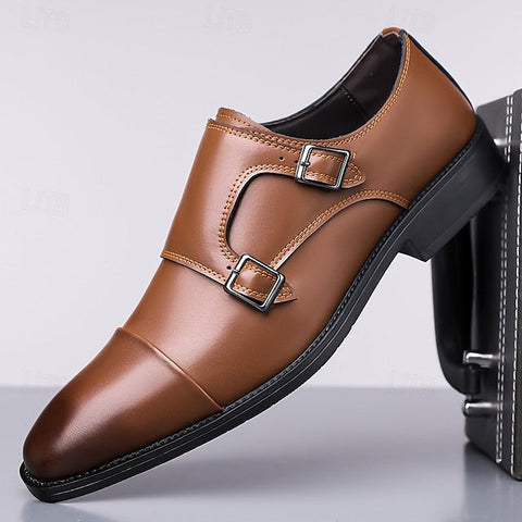 Strap Double – Men's Leather Elegant Shoes Monk Dress FashionChic