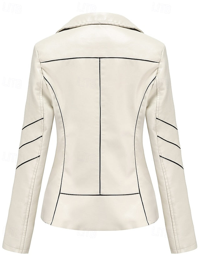 Faux Zipper Leather Comfortable Jacket Pocket Women's FashionChic