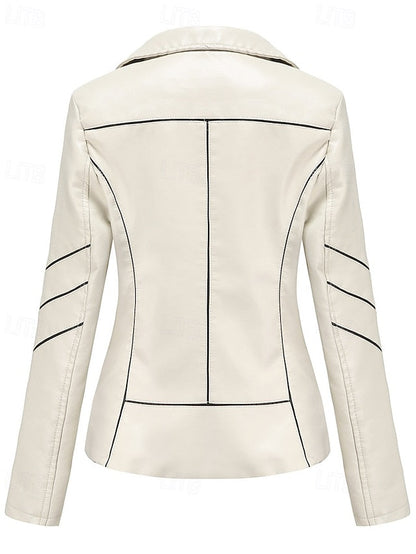 Faux Zipper Leather Comfortable Jacket Pocket Women's FashionChic