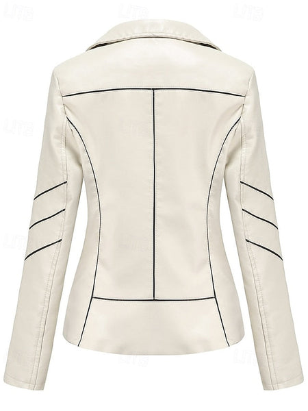 Women's Pocket Zipper Comfortable Leather Faux Jacket FashionChic