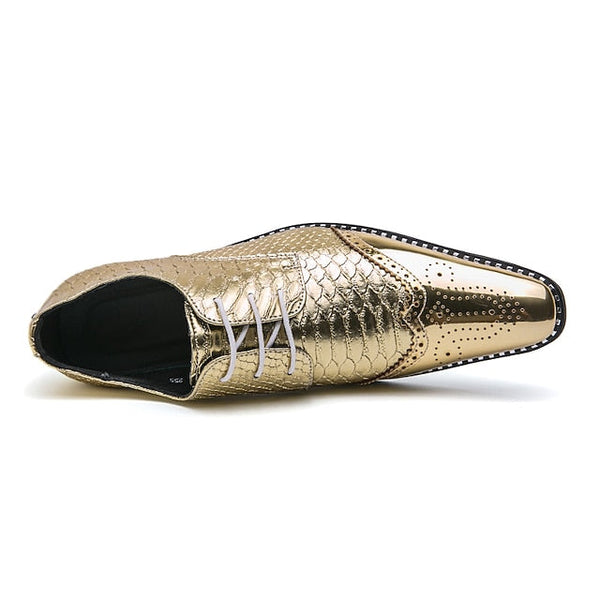 Oxford Metallic Shoes Shiny Faux Men's Gold – Dress FashionChic