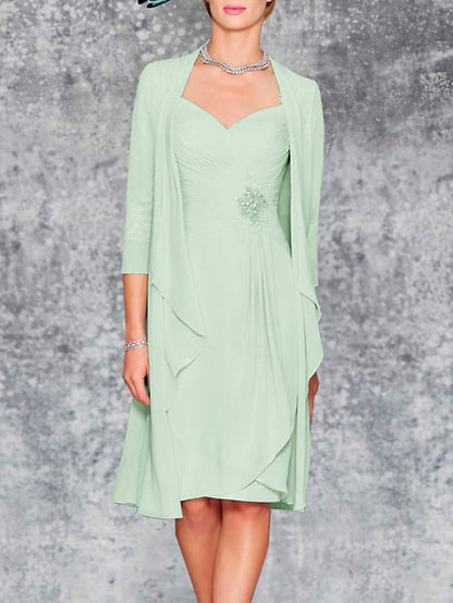 the of Wedding Two Dress Piece Bride Beach Mother Sheath FashionChic