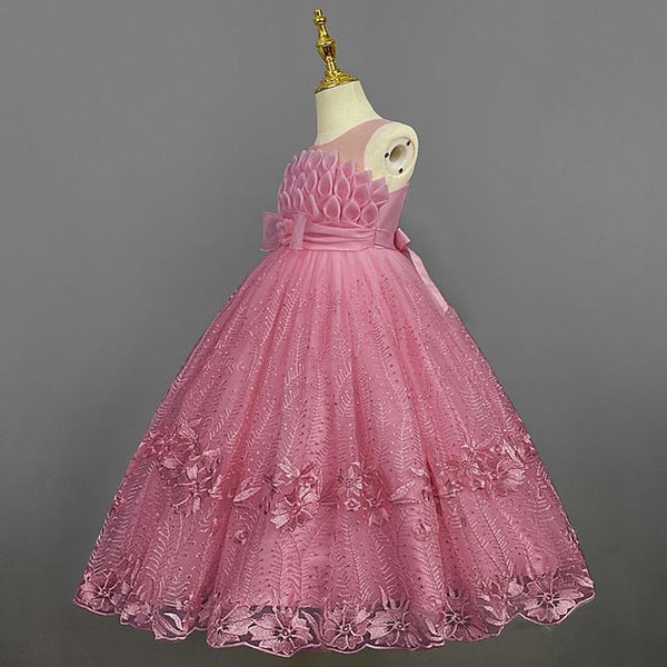 Colored Flower Solid Kids Dress Girl Girls' FashionChic