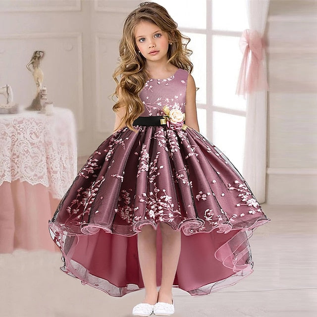 Sleeveless Floral Girls' Kids Solid Dress Wedding Colored FashionChic