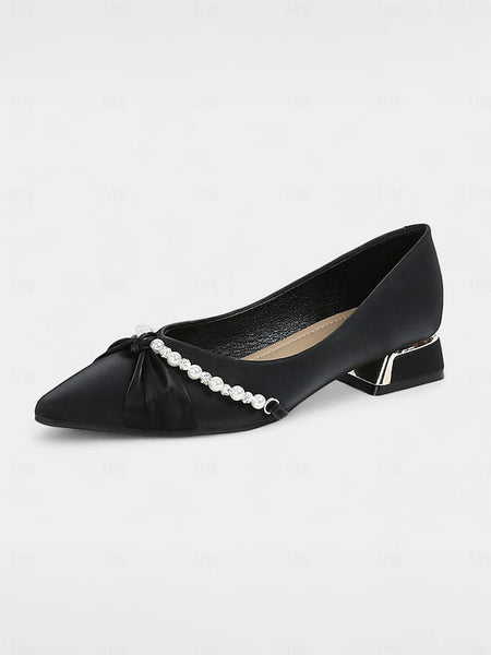 Low Heel Women's - Embellished Pearl Elegant Flats Pointed FashionChic