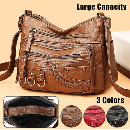 Multiple Crossbody with Vintage Leather Women's Faux Bag FashionChic