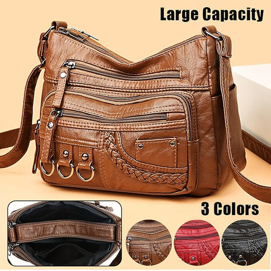 Multiple Crossbody with Vintage Leather Women's Faux Bag FashionChic