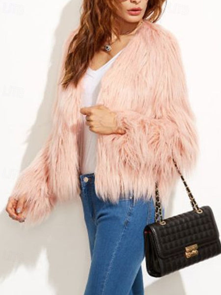Comfortable Furs Faux Fur Warm Leathers Coat Women's FashionChic