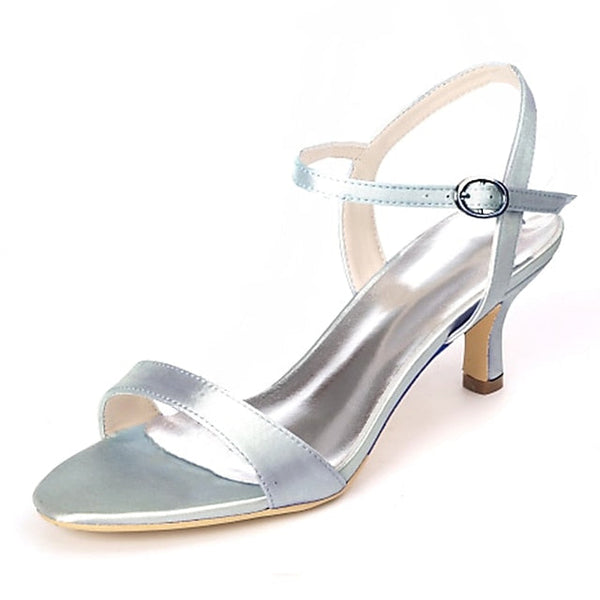 Satin Heels Wedding Adjustable Ankle Women's with Gold FashionChic