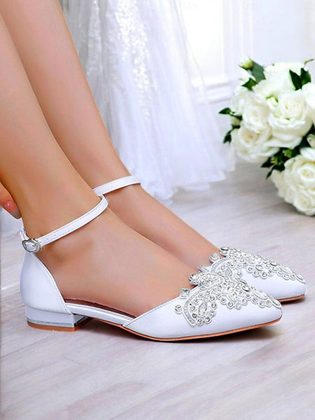 Flats – Green Embellished Vintage Gemstone Pointed-Toe Style FashionChic