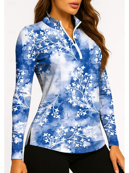 Women's Tie Dye Plants Tropical Floral Botanical Tops Golf FashionChic