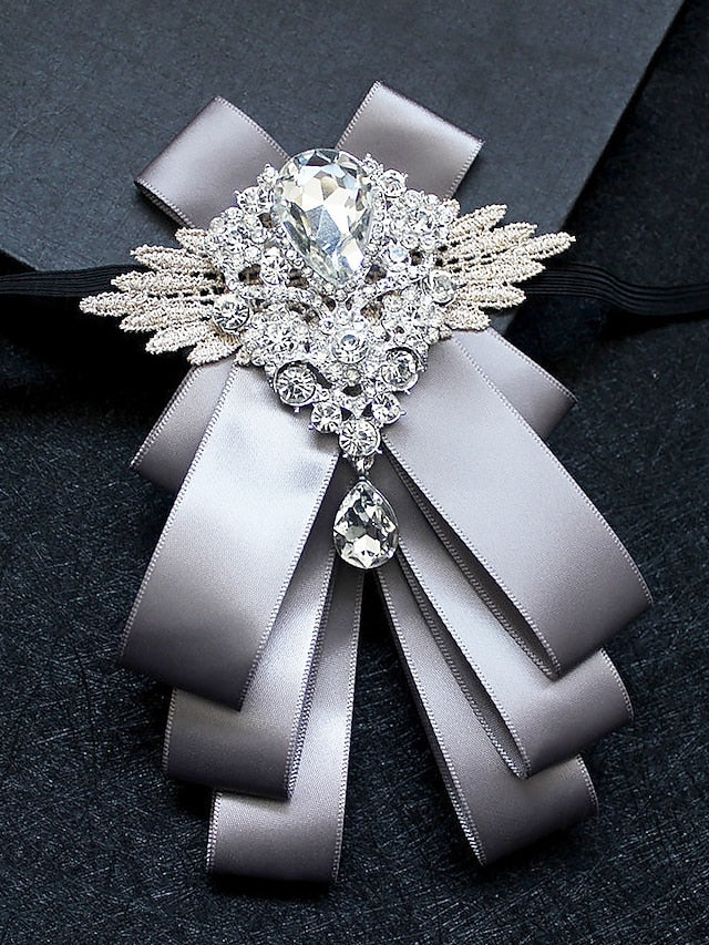 Luxury Brooch Bow Pin Tie Men's Crystal - Elegant Ribbon FashionChic