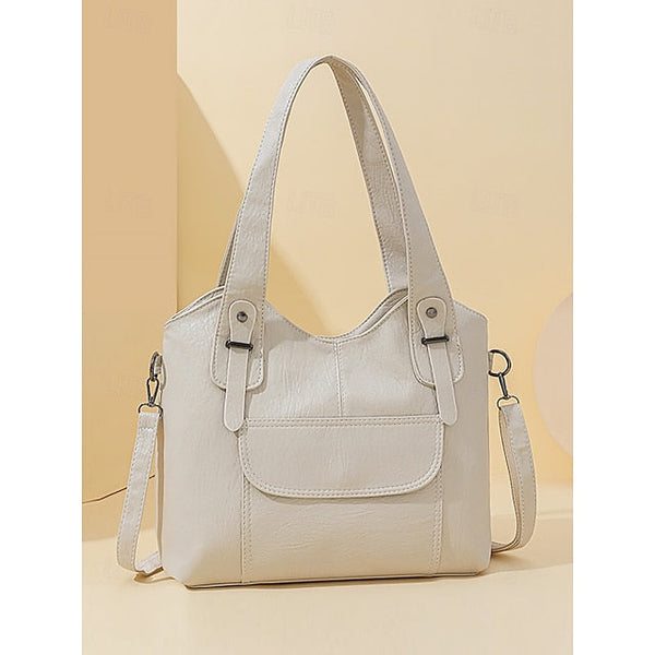 Brown Faux Bag Women's Leather Tote with Vintage Dual FashionChic