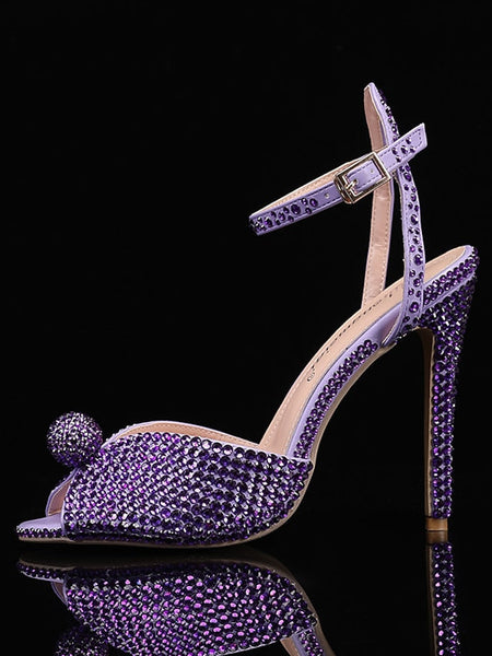 Stiletto Embellished with Sandals Heel Rhinestone Women's FashionChic
