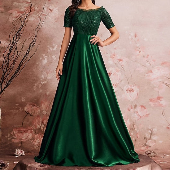 Bride Mother Sparkle Evening Formal the of A-Line Gown Dress FashionChic