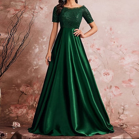 Bride Mother Sparkle Evening Formal the of A-Line Gown Dress FashionChic