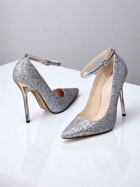 Women's Toe Heels Stiletto Sparkly Glitter – Pointed Gold FashionChic