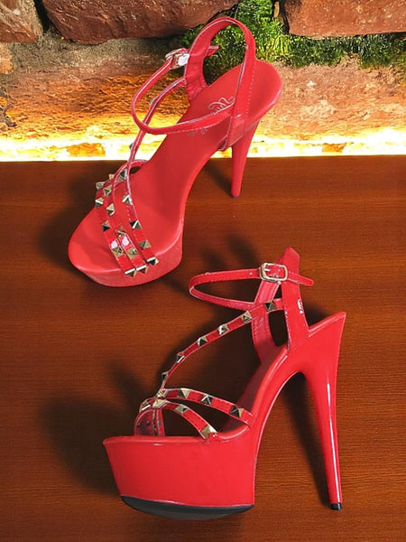 Platform with Studded Women's Straps Heels Stiletto FashionChic