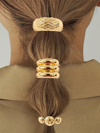 Gold Scrunchies Hair - Tone Elastic with Band Women's FashionChic