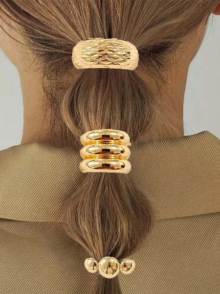 Gold Scrunchies Hair - Tone Elastic with Band Women's FashionChic