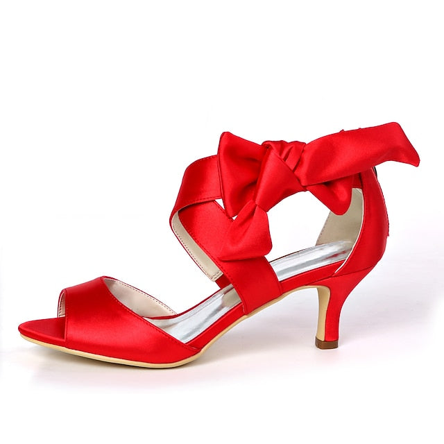 Heel Women's Bowknot Shoes Open Wedding Bridal Kitten FashionChic