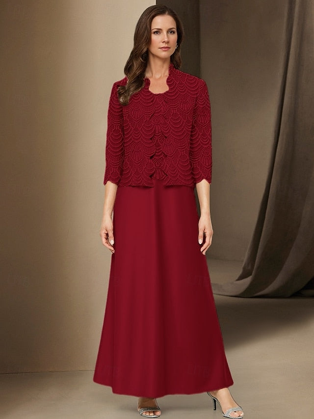 Simple Elegant Casual Mother Bride Piece 3 of Dress the A-Line FashionChic