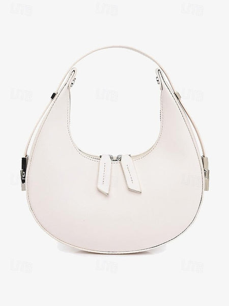 Hobo with Silver Crescent Sleek Ivory Hardware Bag - Elegant FashionChic