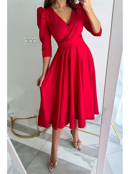 Women's Midi Dress Wrap Dress A Line Dress Casual Daily