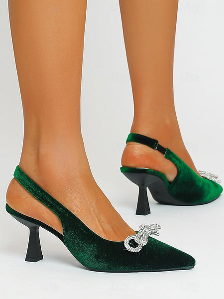 Toe Velvet Heels – Slingback Women's Pointed Cocktail FashionChic