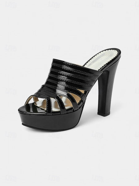 Open-Toe - Platform Mule Women's Heels Strappy White FashionChic