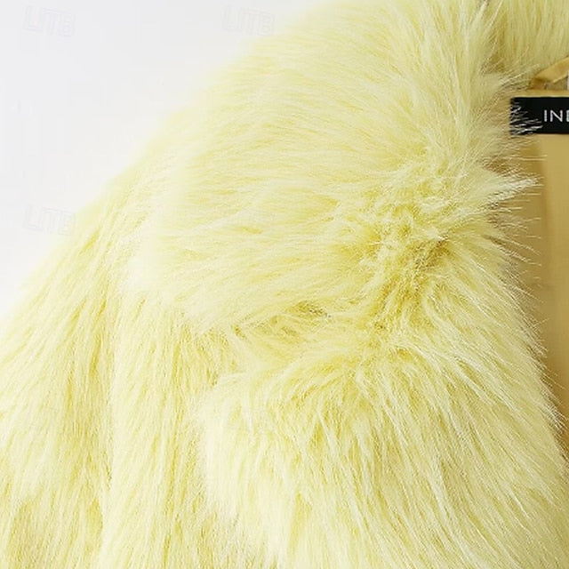 Comfortable Warm Women's Fur Pocket Coat Faux Furs FashionChic