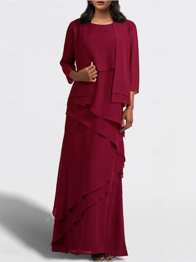 Piece Dress Bride Wedding the of Guest Elegant Two A-Line Mother FashionChic