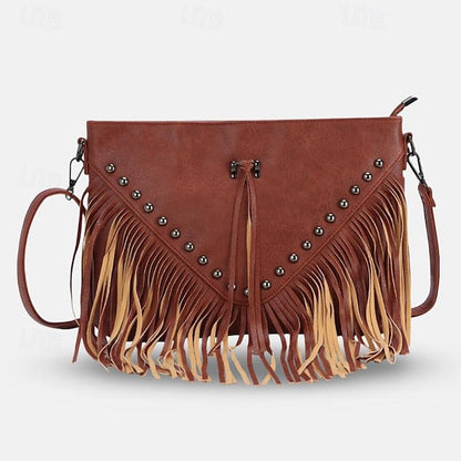 Crossbody Fringe Style Bohemian Bag with Leather Women's FashionChic