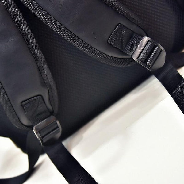 with Leather Backpack Black Faux Front Zipper Men's Pocket FashionChic