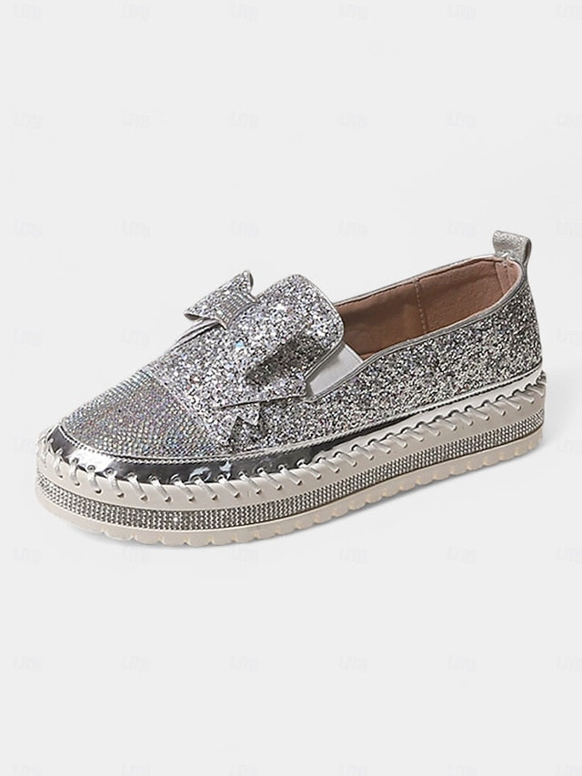 Sparkling Women – for Rhinestone Glittery Loafers Slip-On FashionChic