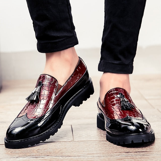 - Red Pattern and Loafers Crocodile Men's Stylish Black FashionChic