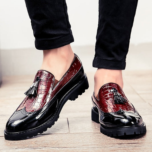 - Red Pattern and Loafers Crocodile Men's Stylish Black FashionChic