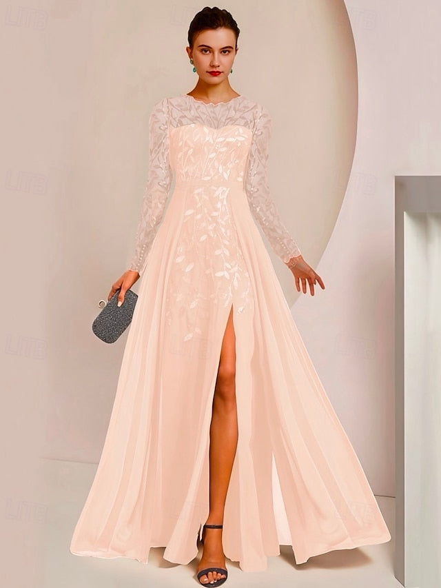 the Bride Mother Elegant Guest of Dress Jewel Wedding A-Line FashionChic