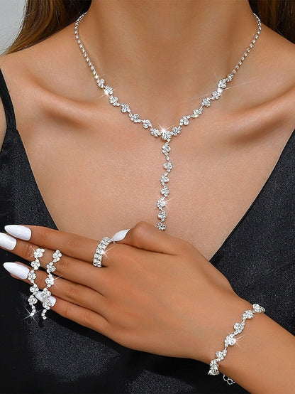 – Jewelry Gold Elegant Rhinestone Set Necklace FashionChic