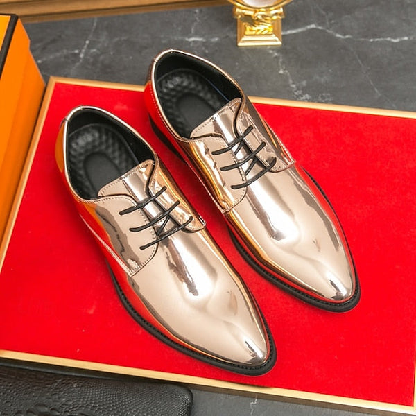 for Formal Green Glossy Men Lace-Up Shoes Patent Leather – FashionChic