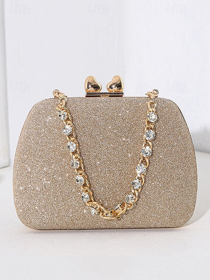 Glitter Sage Clutch Women's with Evening Green Rhinestone FashionChic