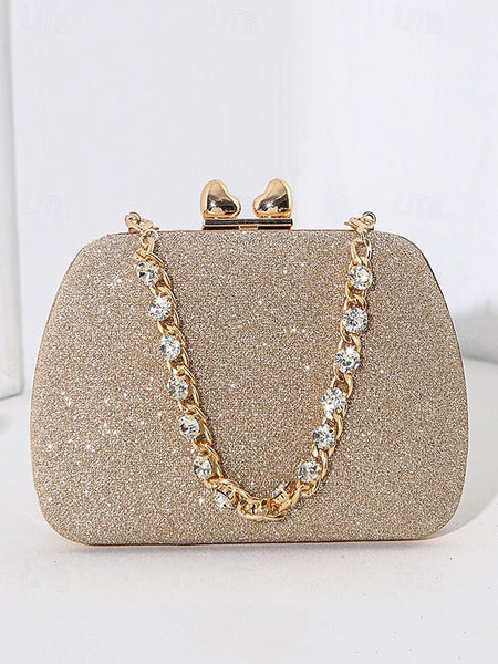 Glitter Sage Clutch Women's with Evening Green Rhinestone FashionChic