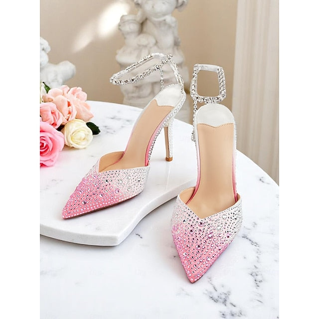 Women's - Stiletto with Crystal Slingback Gradient Heels FashionChic