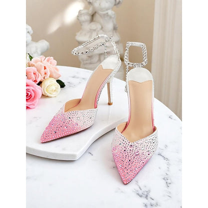 Women's - Stiletto with Crystal Slingback Gradient Heels FashionChic