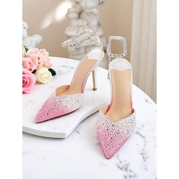 Women's - Stiletto with Crystal Slingback Gradient Heels FashionChic