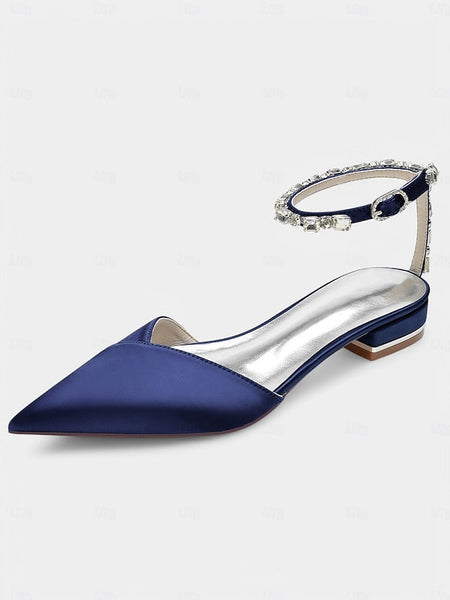 Black Chic Crystal-Ankle Shoes with Satin Strap – Wedding FashionChic