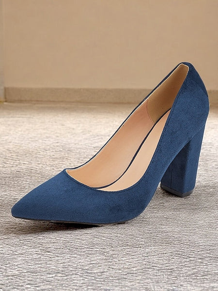Classic Suede Women's Heel | Block Pointed High Heels Toe FashionChic