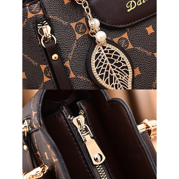 Women's Elegant Accents Leather Faux and Red Handbag with FashionChic